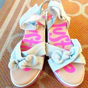Justice Denim Glitter Bow Sandals